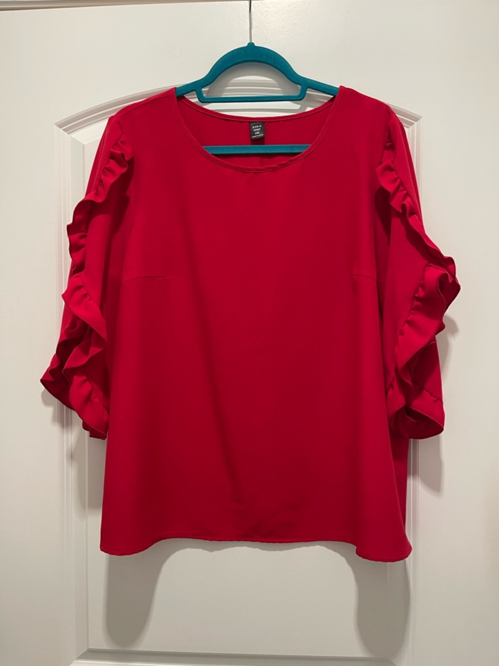 Women’s Red Ruffle Sleeve Blouse